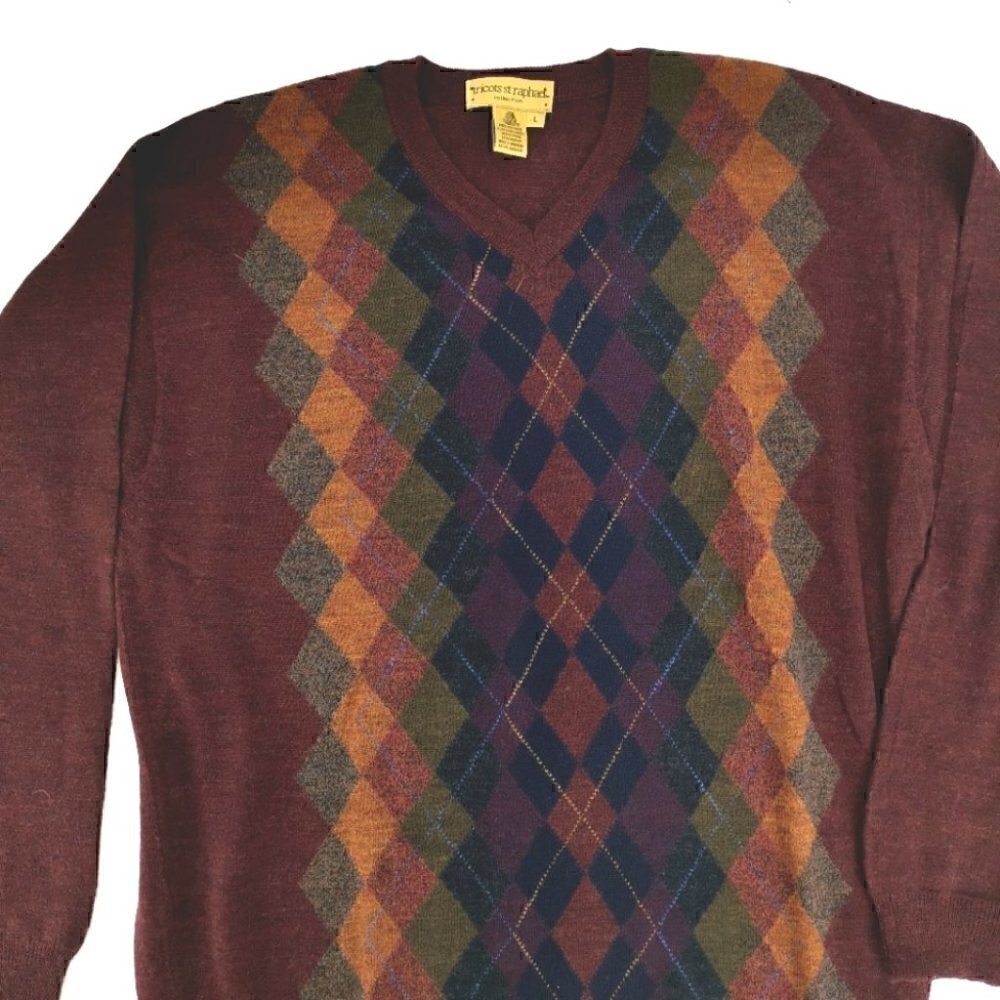 Tricots St Raphael Men's L Red Merino Wool Sweater - Picture 2 of 9